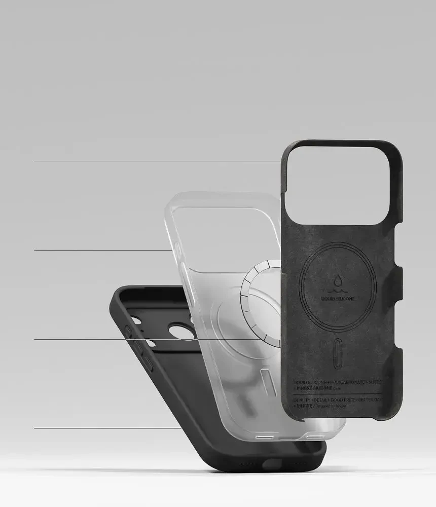 RINGKE SILIKONINIS MAGNETINIS MAGSAFE DĖKLAS iPhone 17 PRO MAX / 18 PRO MAX Juodas