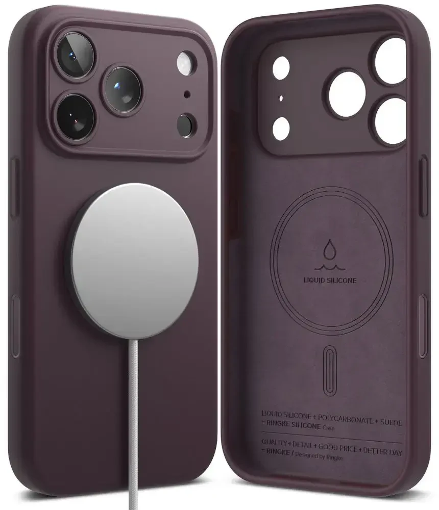 RINGKE SILIKONINIS MAGNETINIS MAGSAFE DĖKLAS iPhone 17 PRO MAX / 18 PRO MAX BURGUNDO SPALVOS