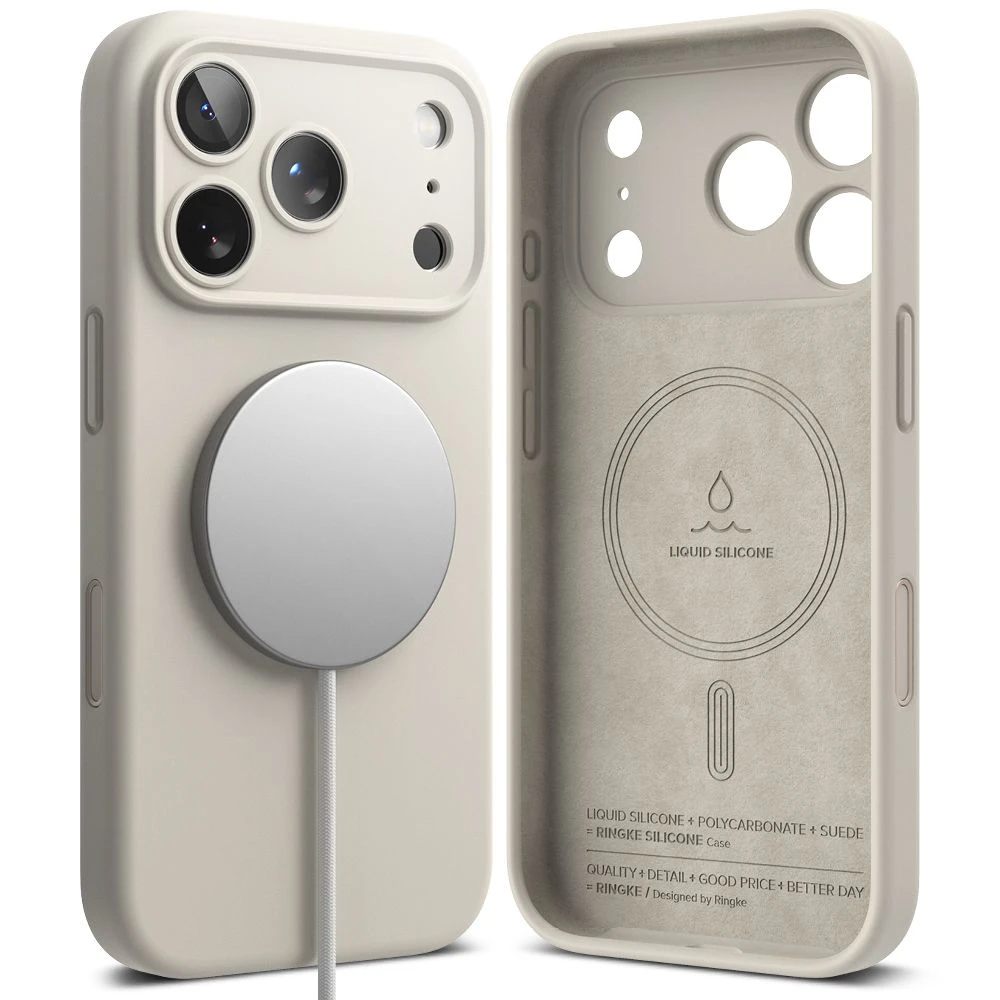 „Ringke iPhone 17 Pro Max“ silikoninis dėklas, magnetinis, akmuo
