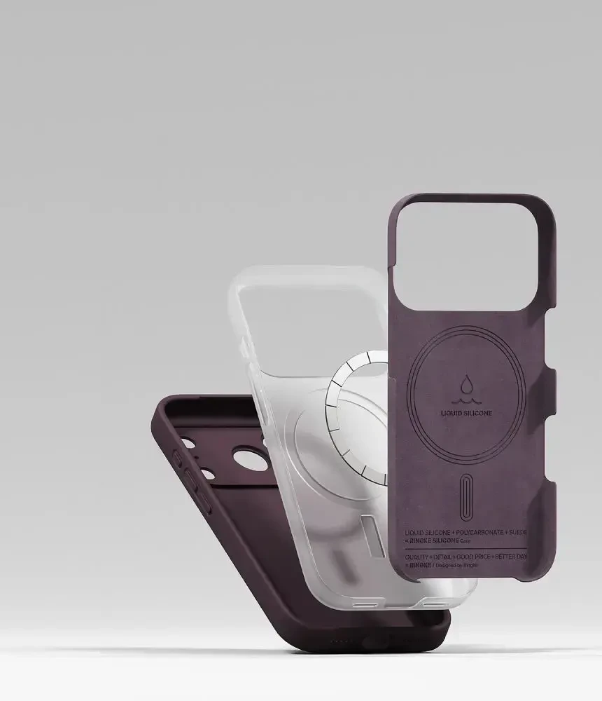 RINGKE SILIKONINIS MAGNETINIS MAGSAFE DĖKLAS iPhone 17 PRO / 18 PRO BURGUNDO SPALVOS