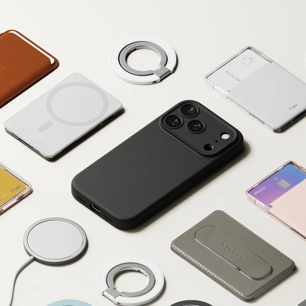 „Ringke iPhone 17 Pro Max“ silikoninis magnetinis dėklas, juodas