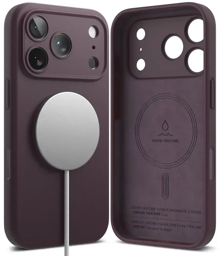 RINGKE SILIKONINIS MAGNETINIS MAGSAFE DĖKLAS iPhone 17 PRO / 18 PRO BURGUNDO SPALVOS