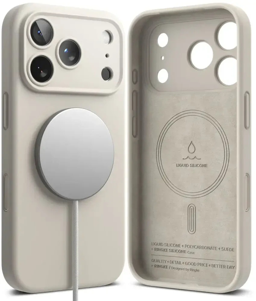 RINGKE SILIKONINIS MAGNETINIS MAGSAFE DĖKLAS iPhone 17 PRO / 18 PRO STONE