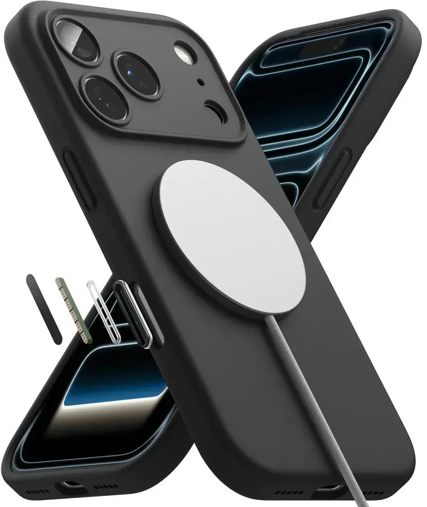 RINGKE SILIKONINIS MAGNETINIS MAGSAFE DĖKLAS iPhone 17 PRO MAX / 18 PRO MAX Juodas