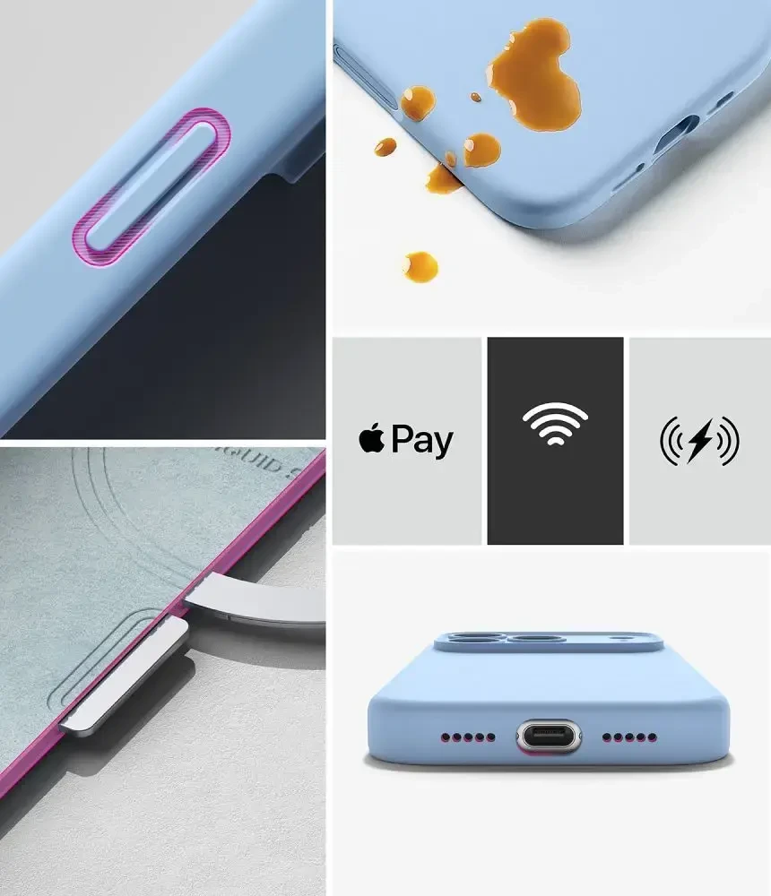 Dėklas RINGKE SILICONE MAGNETIC MAGSAFE iPhone 17 PRO MAX / 18 PRO MAX ŠVIESIAI MĖLYNAS