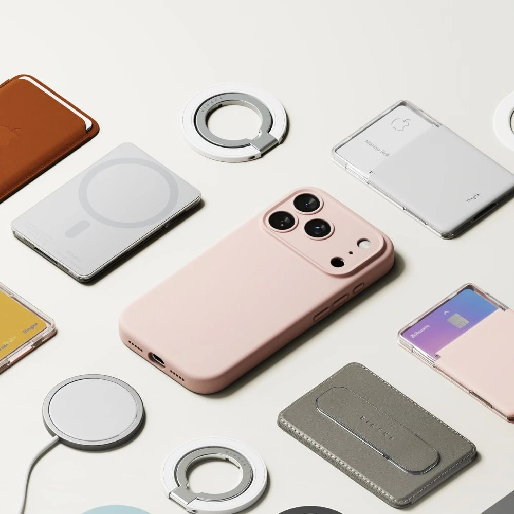 Dėklas Ringke iPhone 17 Pro Case Silicone Magnetic Rožinė Sand