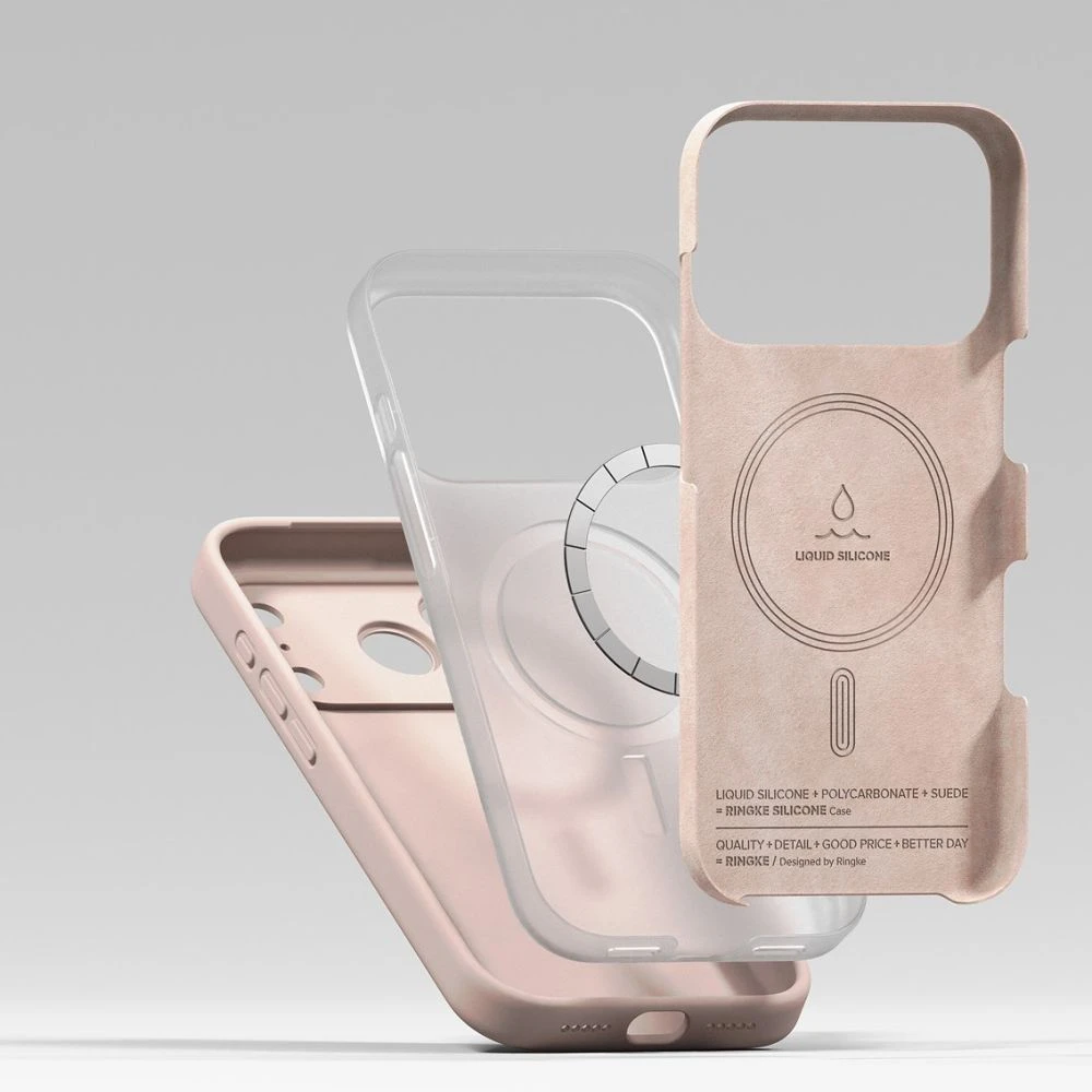 Dėklas Ringke iPhone 17 Pro Case Silicone Magnetic Rožinė Sand