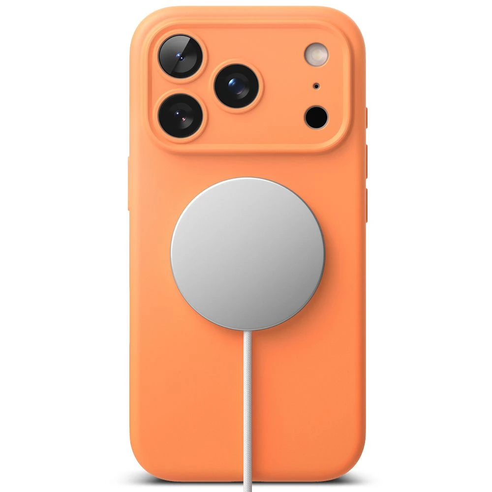 „Ringke iPhone 17 Pro“ silikoninis magnetinis dėklas, mandarinų spalvos