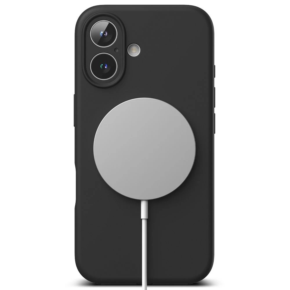 Dėklas Apple iPhone 16 Ringke Silikoninis Magnetic MagSafe juodos spalvos