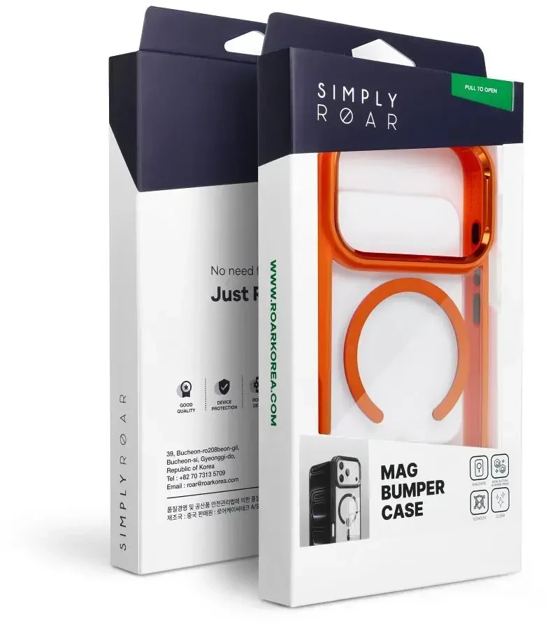 Dėklas ROAR case MAG BUMPER compatible with MagSafe for IPHONE 18 Pro Max / 17 Pro Max oranžinis