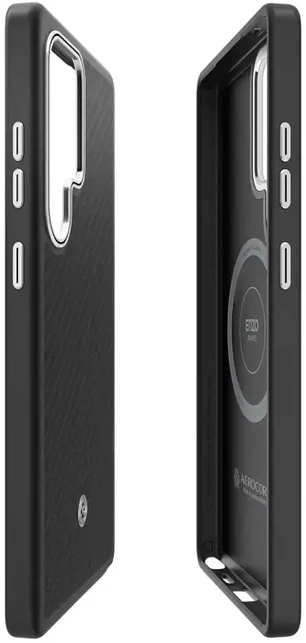 „Samsung by Spigen Enzo Aramid“ telefono dėklas, skirtas „Samsung Galaxy S25 Ultra“ (S938), juodas, sidabrinis