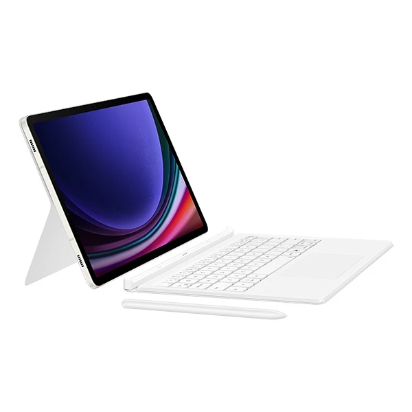 112803 DX725UW knygos tipo dėklas su klaviatūra, skirtas „Samsung Galaxy Tab S9/S9 FE/S10 FE/S10 Lite“, baltas