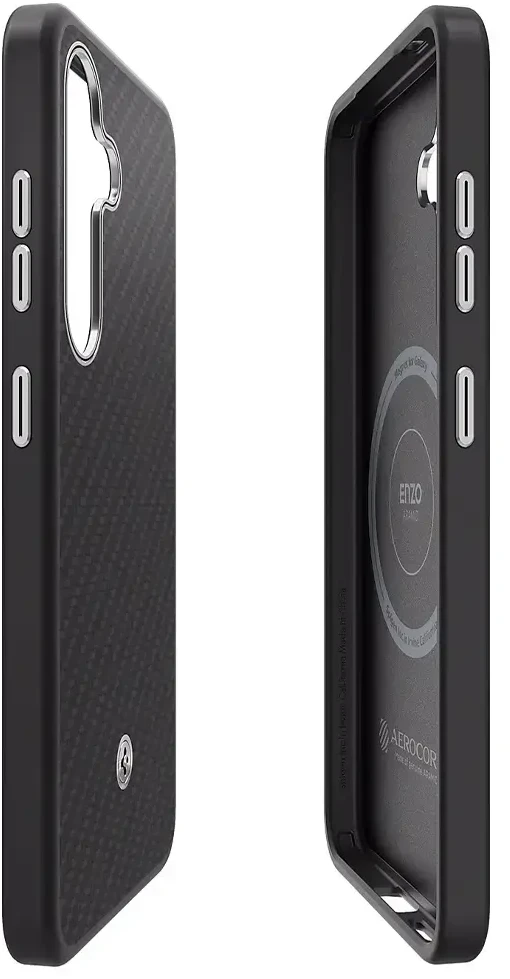 Dėklas Samsung Spigen Enzo Aramid Magnet skirtas Galaxy S25 juodai sidabrinis