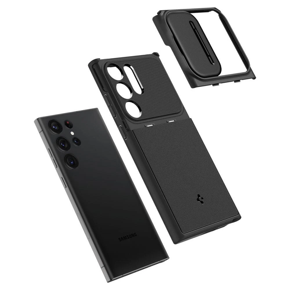 Spigen Optik Armor dėklas skirtas Samsung Galaxy S23 Ultra, spalva - Juoda