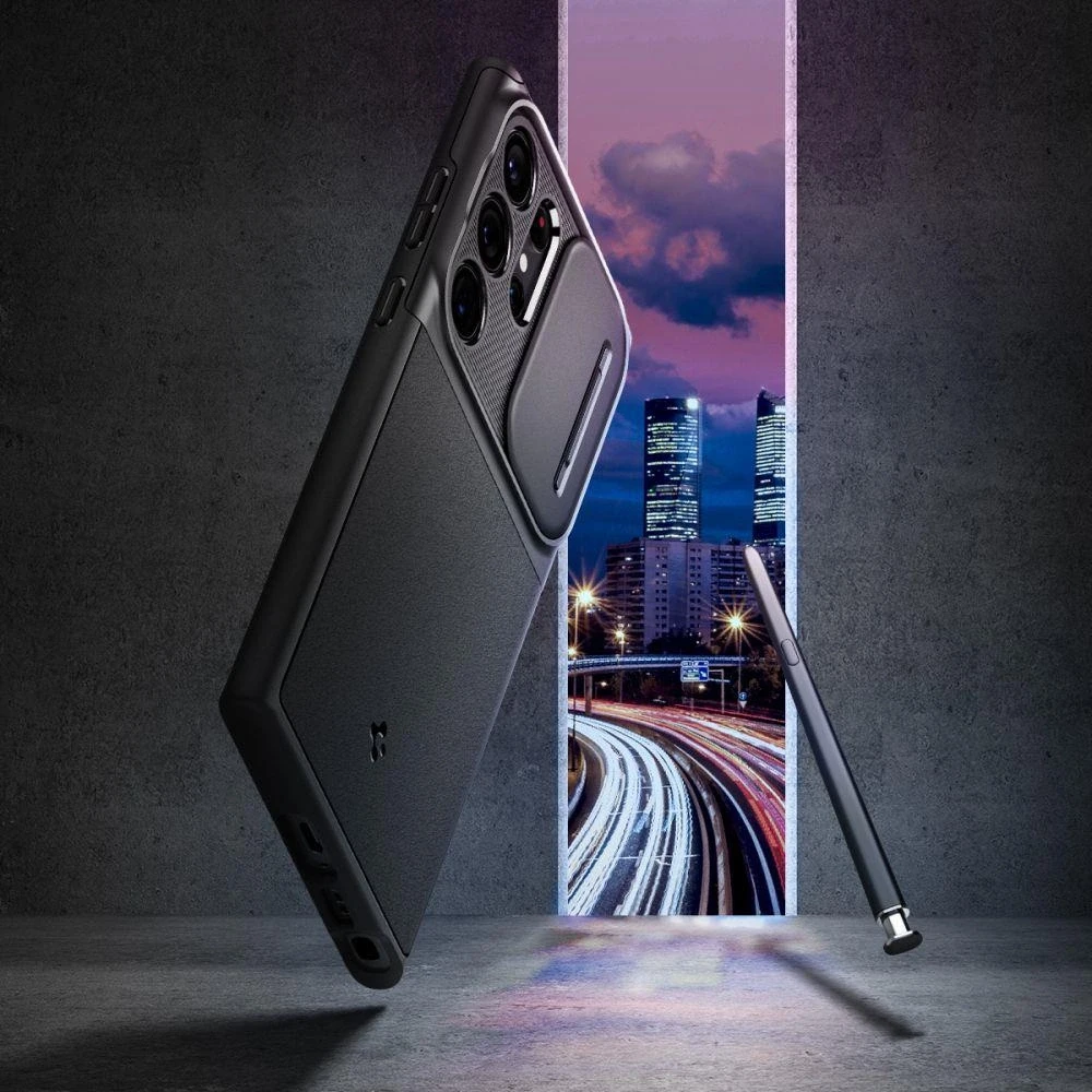 Spigen Optik Armor dėklas skirtas Samsung Galaxy S23 Ultra, spalva - Juoda