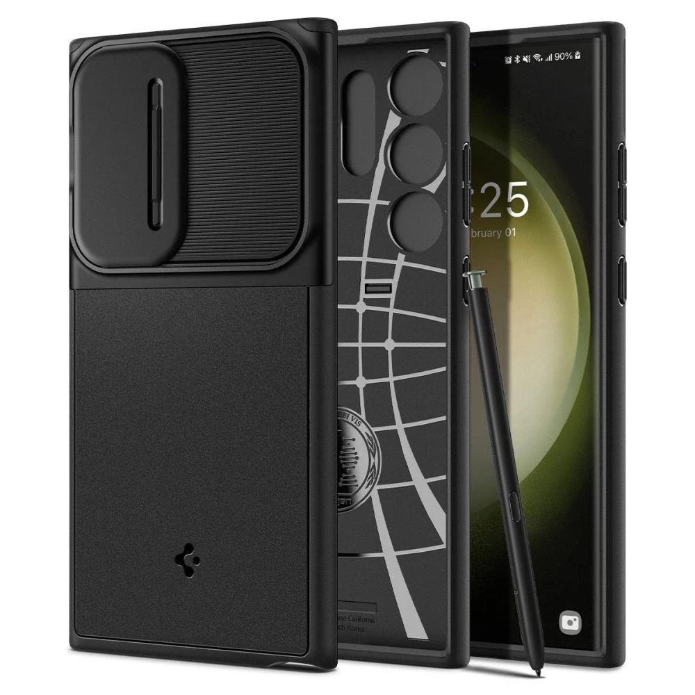 Spigen Optik Armor dėklas skirtas Samsung Galaxy S23 Ultra, spalva - Juoda