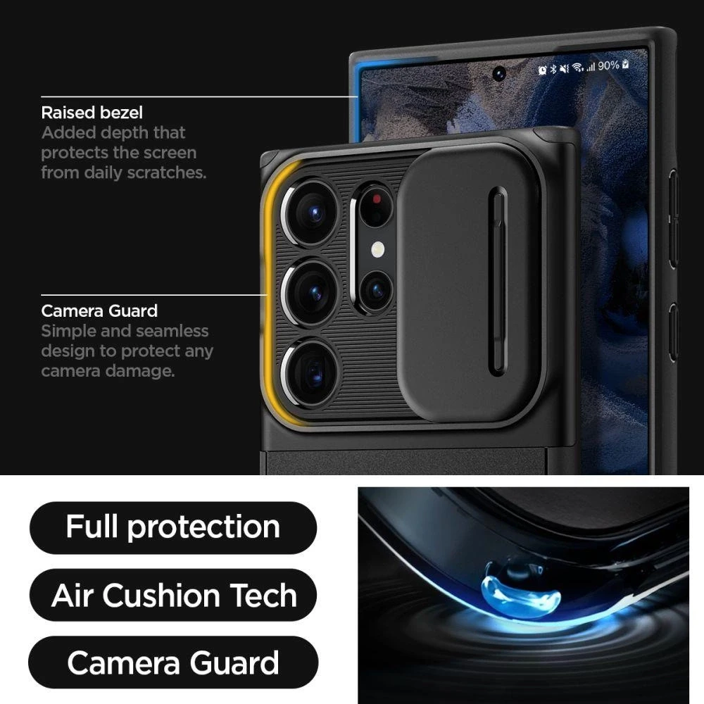 Spigen Optik Armor dėklas skirtas Samsung Galaxy S23 Ultra, spalva - Juoda