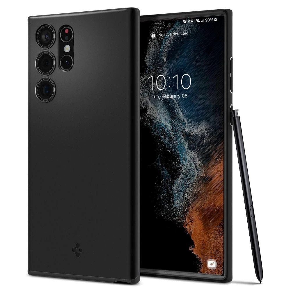 Dėklas Spigen Thin Fit, juodas – Samsung Galaxy S22 Ultra