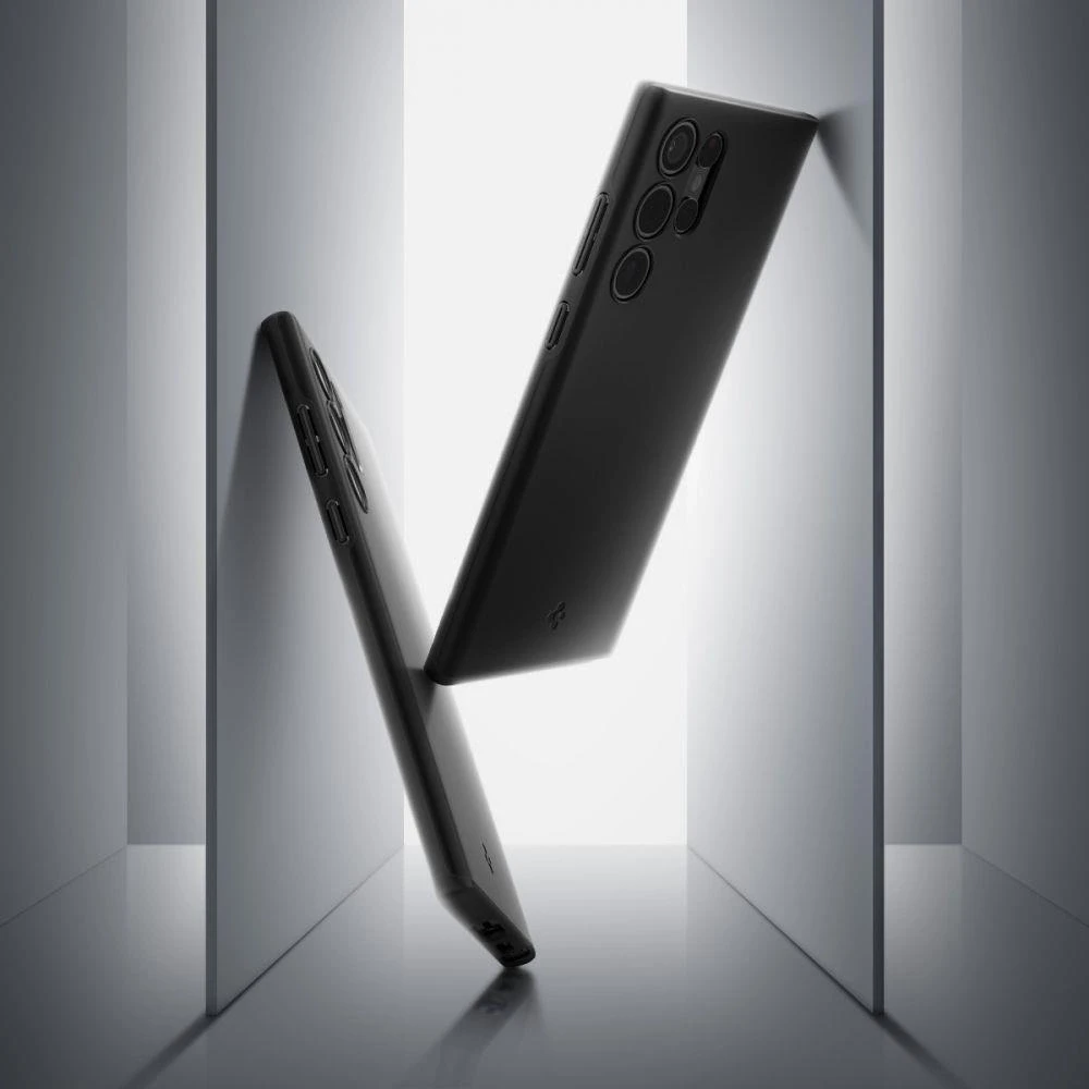 Dėklas Spigen Thin Fit, juodas – Samsung Galaxy S22 Ultra