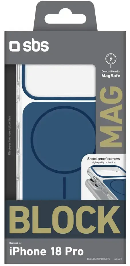 Dėklas SBS Block Case for iPhone 18 Pro, MagSafe Compatible - Mėlyna