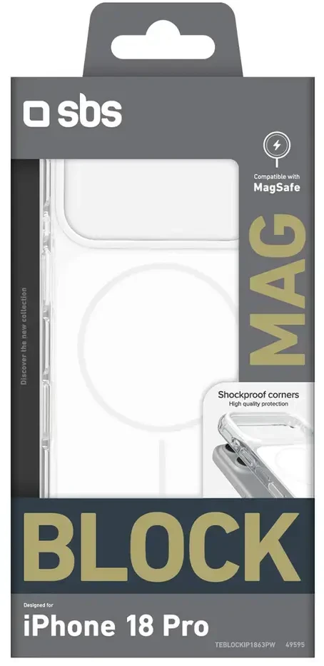 Dėklas SBS Block Case for iPhone 18 Pro, MagSafe Compatible - Baltas