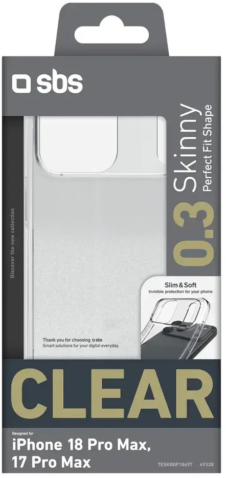 Dėklas SBS Skinny Cover for iPhone 18 Pro Max / 17 Pro Max - Transparent