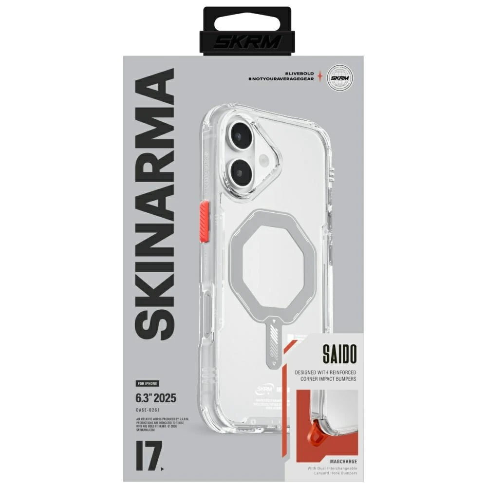Skinarma Saido dėklas skirtas Apple iPhone 17 Magnetic Charging skaidrus