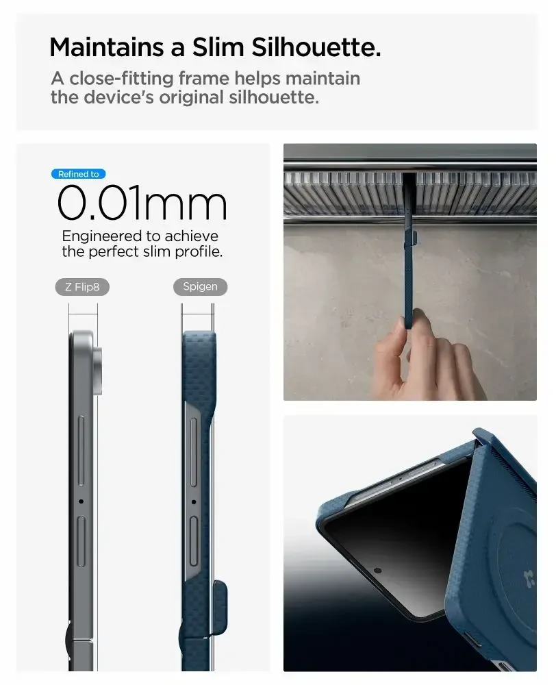 Dėklas Spigen AirSkin Aramid MagSafe Samsung Galaxy Z FLIP 8 NAVY