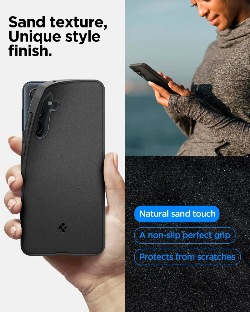 Spigen Essential SandBlast – dėklas skirtas Samsung Galaxy M55 5G Matte Juodas