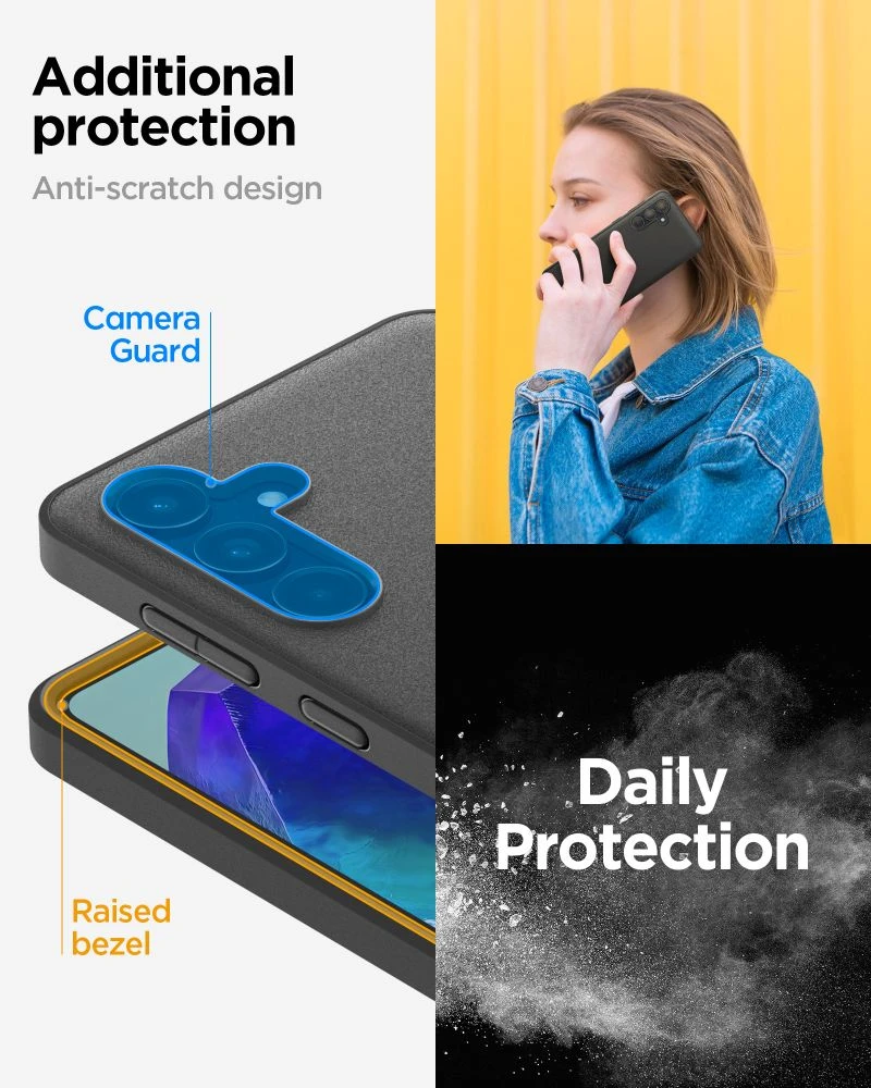 Spigen Essential SandBlast – dėklas skirtas Samsung Galaxy M55 5G Matte Juodas