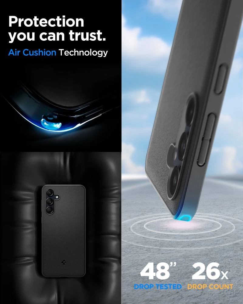 Spigen Essential SandBlast – dėklas skirtas Samsung Galaxy M55 5G Matte Juodas
