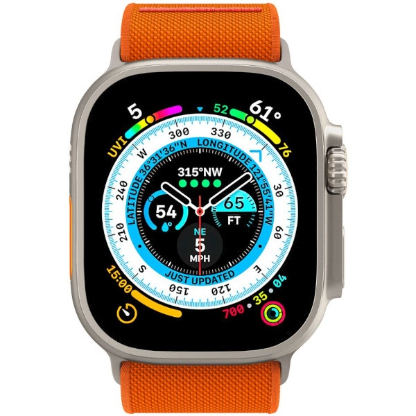 Dėklas Spigen Fit Lite Ultra Apple Watch 4 / 5 / 6 / 7 / 8 / SE / Ultra (42 / 44 / 45 / 49 mm) oranžinės spalvos