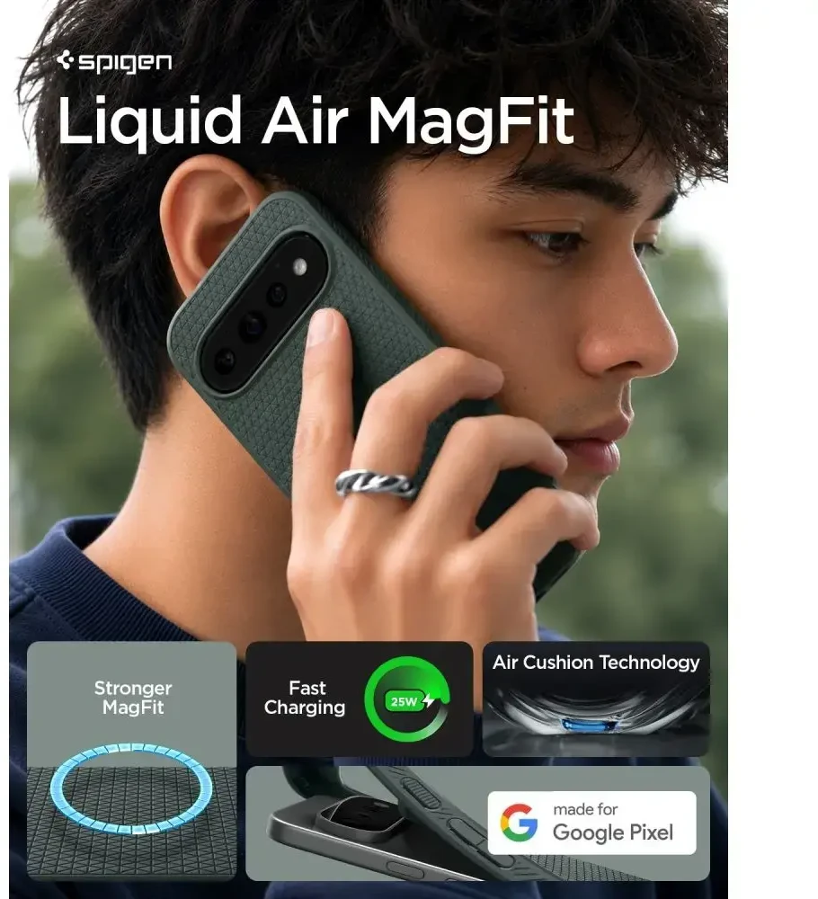 Dėklas SPIGEN LIQUID AIR MAG MAGSAFE GOOGLE PIXEL 11 PRO XL ABYSS Žalias