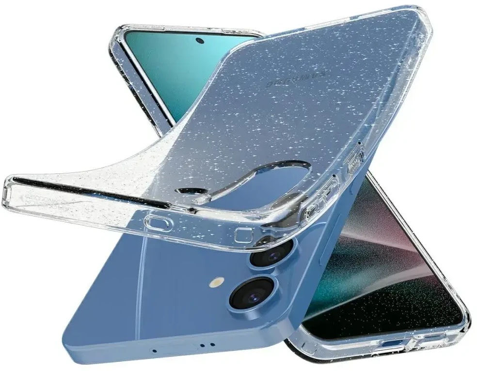 Dėklas Spigen skystųjų kristalų „Samsung Galaxy S25“ – blizgučiai skaidrūs