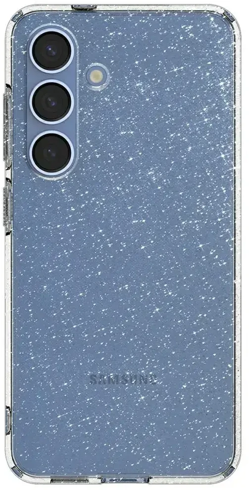 Dėklas Spigen skystųjų kristalų „Samsung Galaxy S25“ – blizgučiai skaidrūs