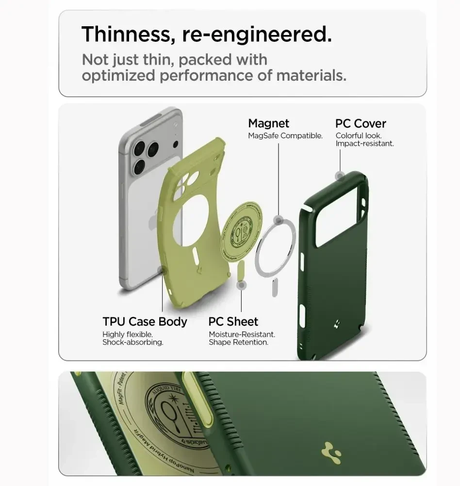 Dėklas SPIGEN case NANO POP HYBRID compatible with MagSafe for IPHONE 18 Pro Max / 17 Pro Max avo žalias