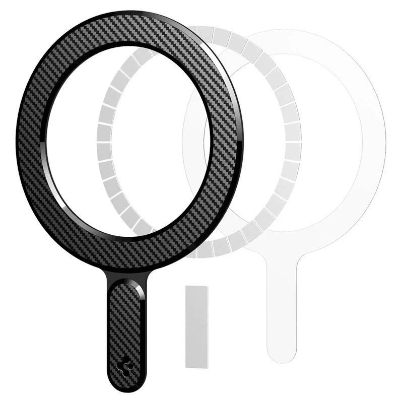 Dėklas Spigen OneTap Ring magnetinė plokštelė, anglies raštas
