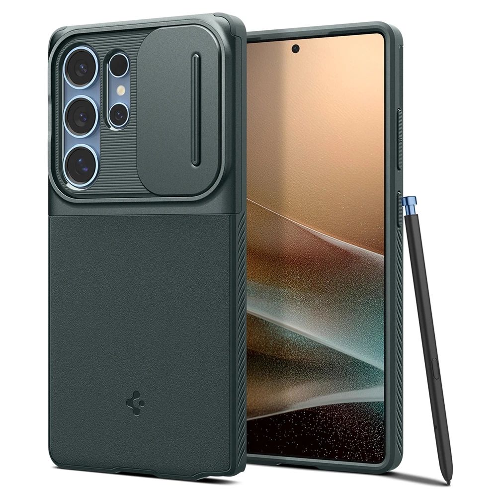 Spigen Optik Armor dėklas skirtas Samsung Galaxy S25 Ultra – žalios spalvos