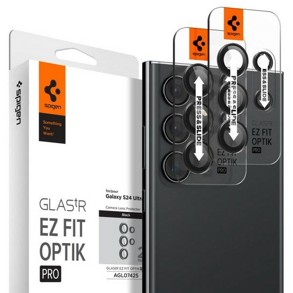 Samsung Galaxy S24 Ultra Spigen Optik. TR „EZ FIT“ kameros apsauga, 2 vnt., juodos spalvos