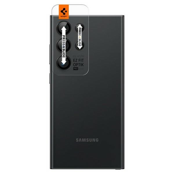 Samsung Galaxy S24 Ultra Spigen Optik. TR „EZ FIT“ kameros apsauga, 2 vnt., juodos spalvos
