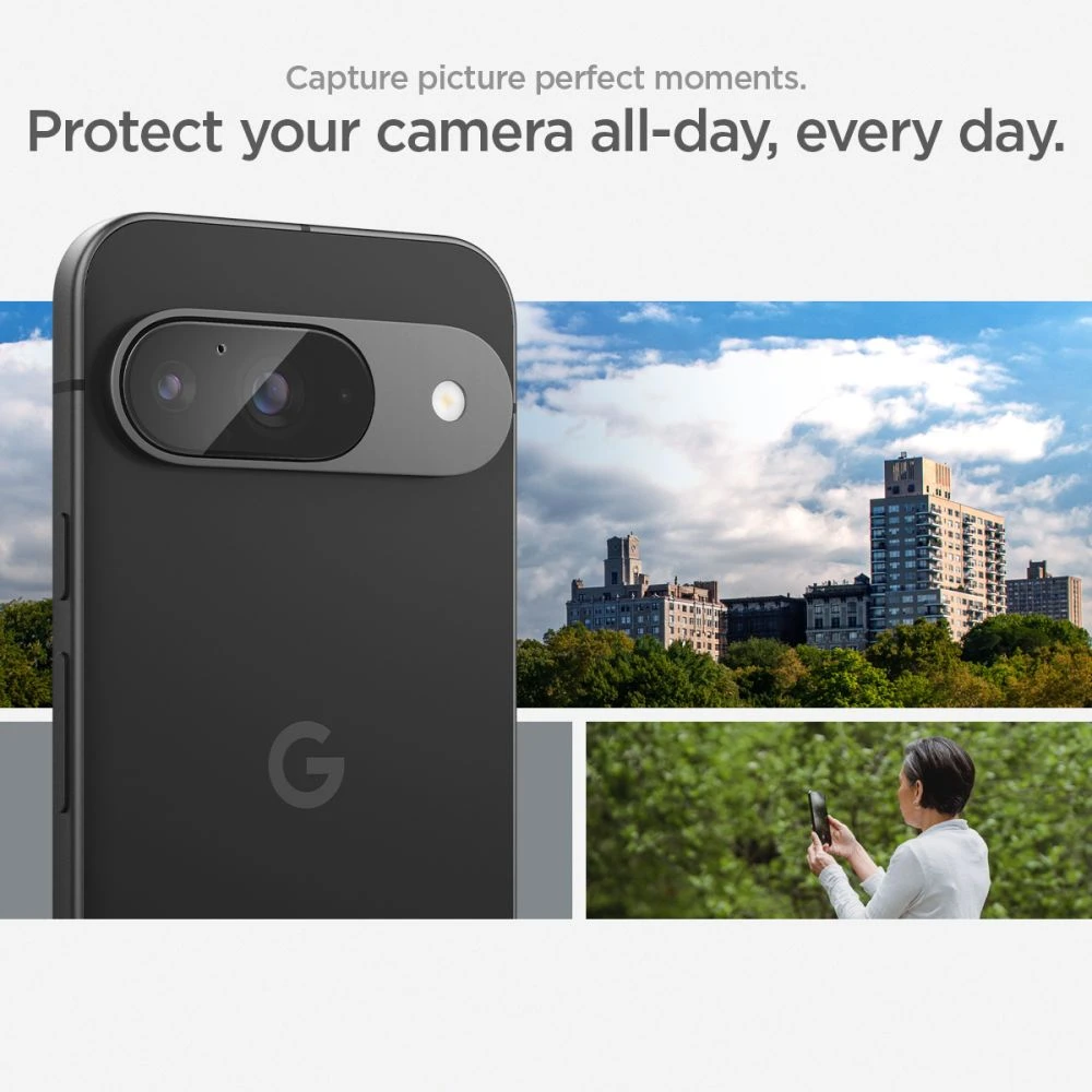 „Spigen Glass tR EZ Fit Optik“ 2 vnt., krištolo skaidrumo – „Google Pixel 9“