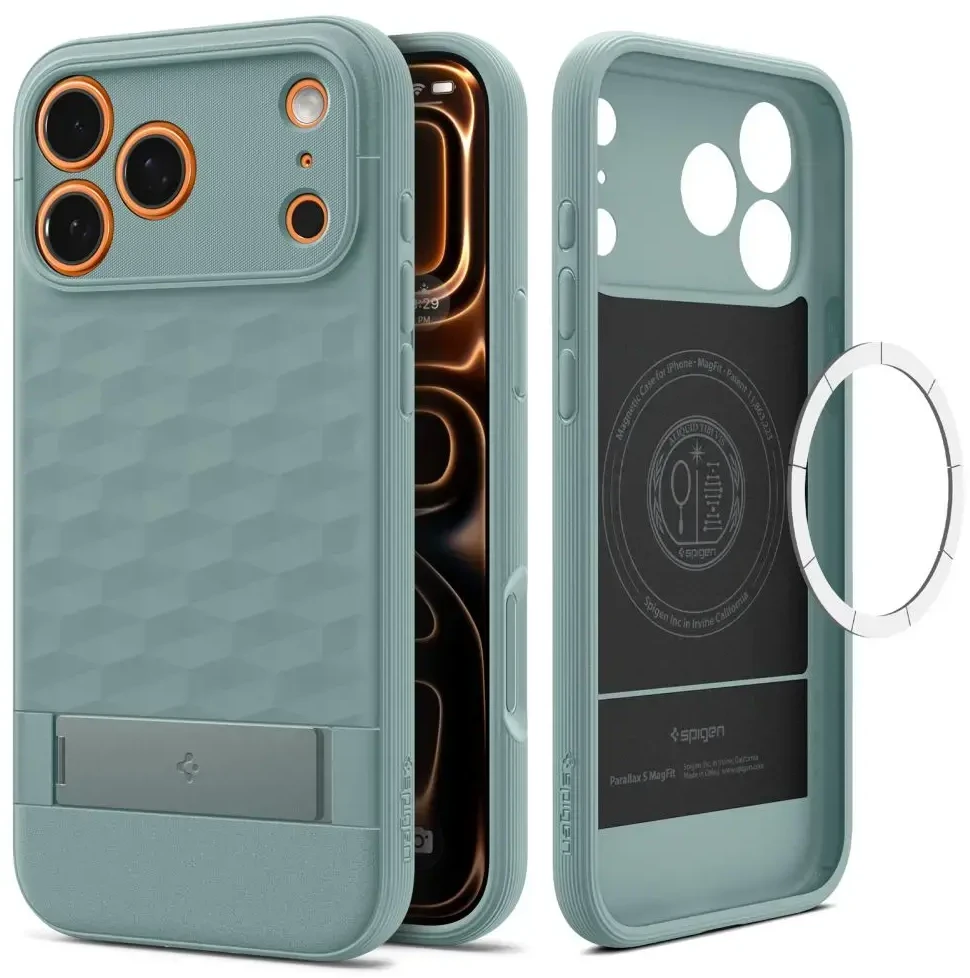 Spigen Parallax "S" MagSafe dėklas skirtas Apple iPhone 17 Pro - žalios spalvos