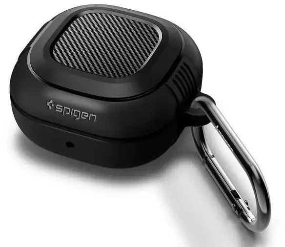 Spigen Rugged Armor, juodos spalvos – Samsung Galaxy Buds FE/Buds 2/Buds Pro 2/Buds Pro/Buds Live