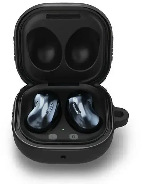 Spigen Rugged Armor, juodos spalvos – Samsung Galaxy Buds FE/Buds 2/Buds Pro 2/Buds Pro/Buds Live