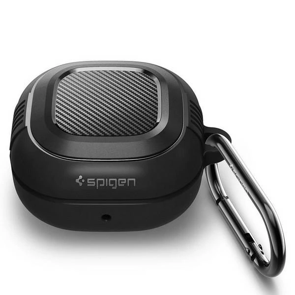 Spigen Rugged Armor, juodos spalvos – Samsung Galaxy Buds FE/Buds 2/Buds Pro 2/Buds Pro/Buds Live