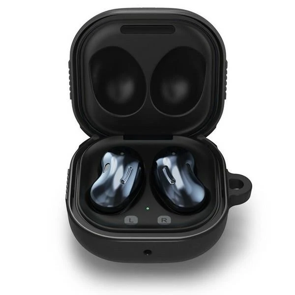 Spigen Rugged Armor, juodos spalvos – Samsung Galaxy Buds FE/Buds 2/Buds Pro 2/Buds Pro/Buds Live