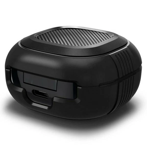 Spigen Rugged Armor, juodos spalvos – Samsung Galaxy Buds FE/Buds 2/Buds Pro 2/Buds Pro/Buds Live