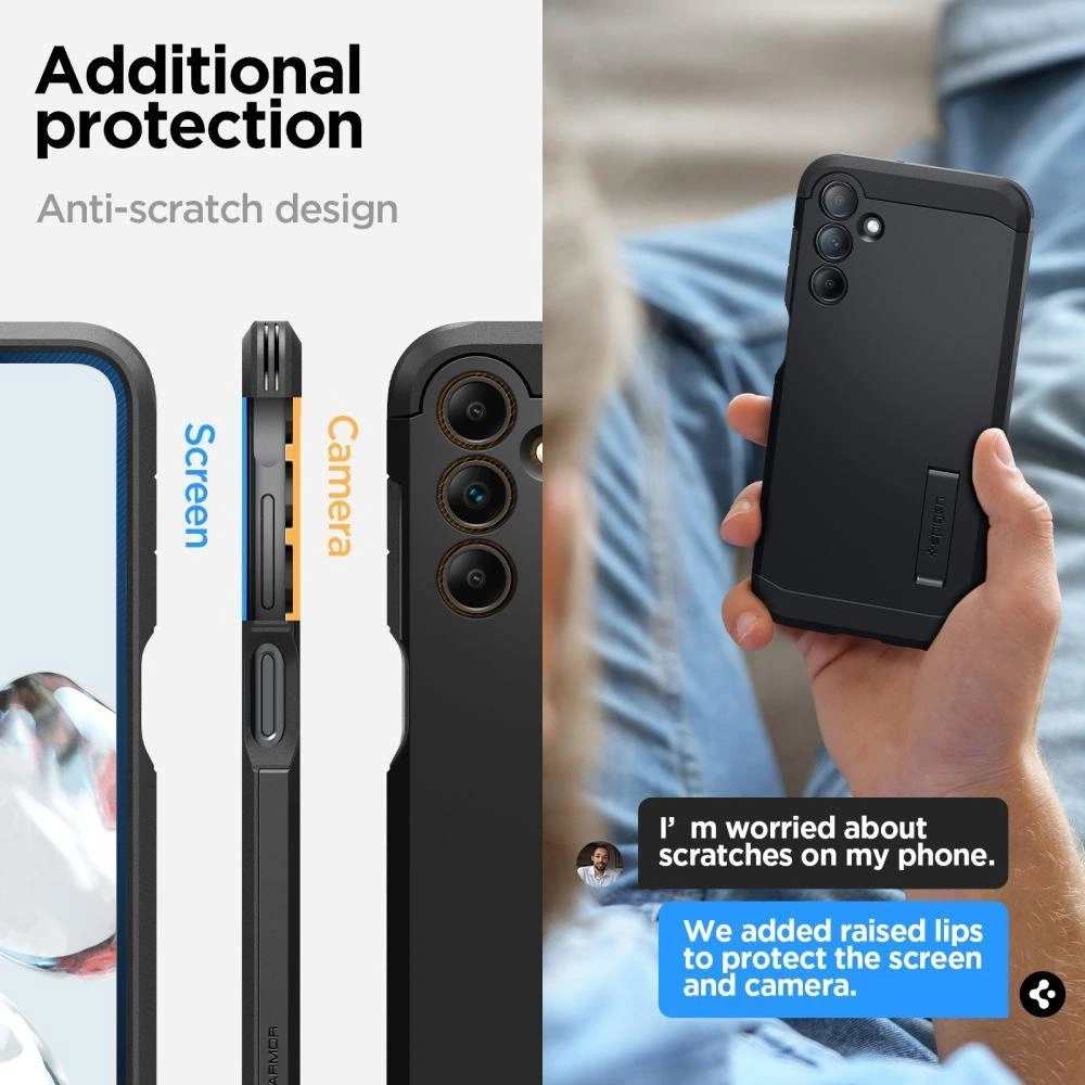 Spigen Tough Armor dėklas skirtas Samsung Galaxy A15 5G, spalva - Juoda