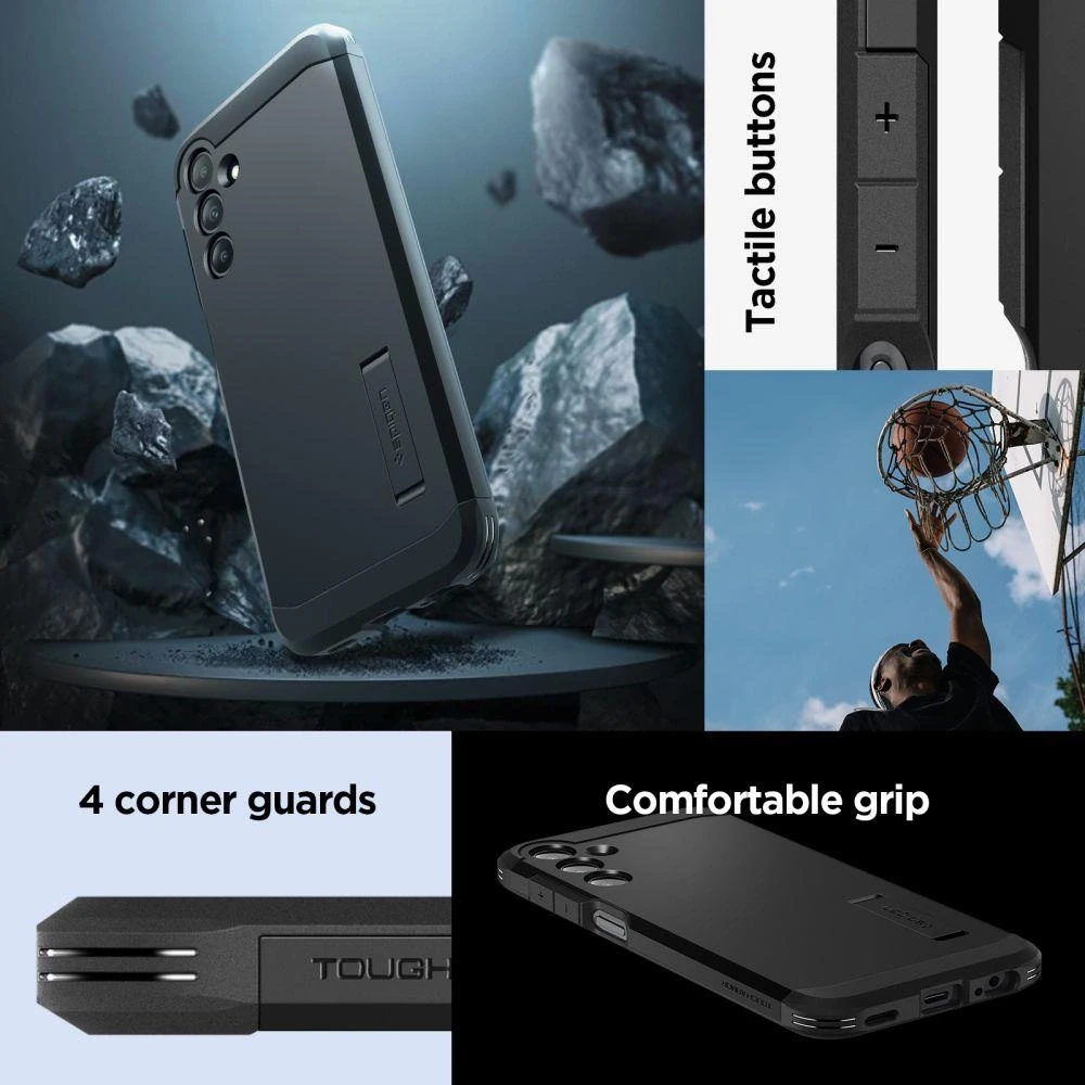 Spigen Tough Armor dėklas skirtas Samsung Galaxy A15 5G, spalva - Juoda