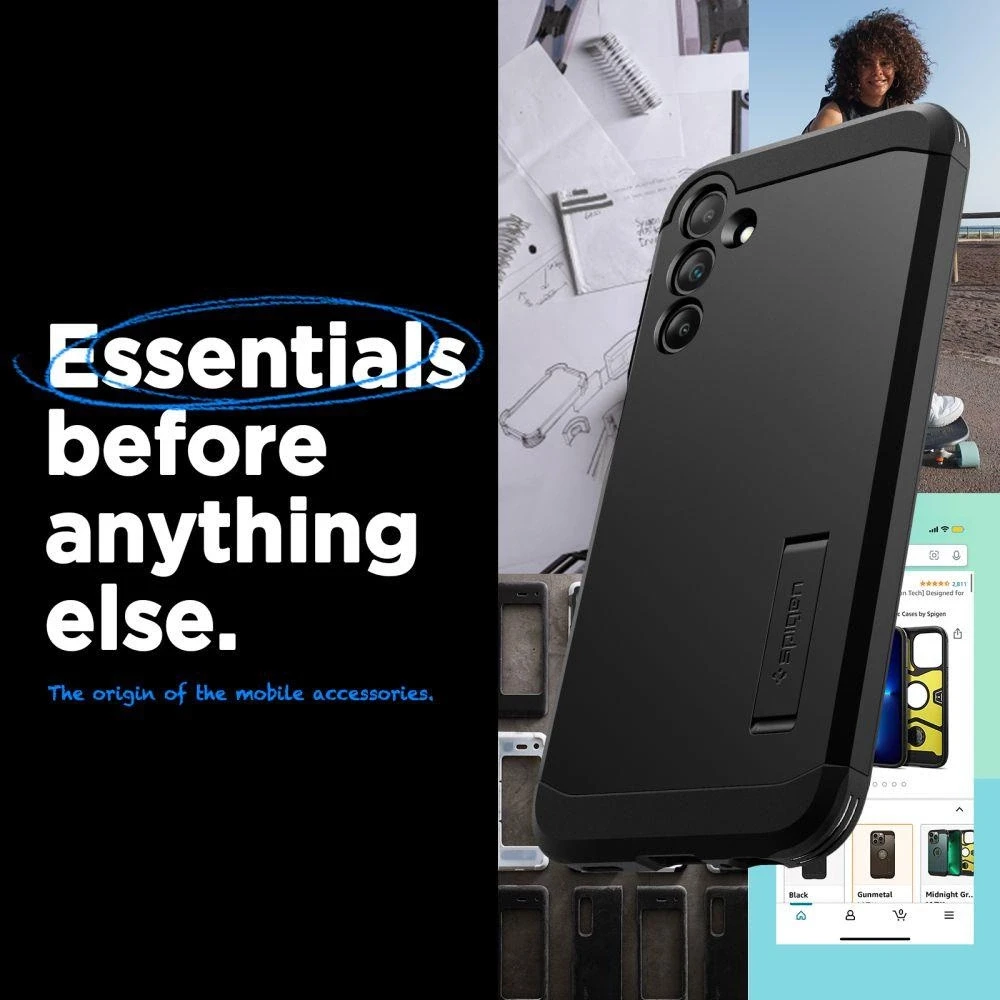 Spigen Tough Armor dėklas skirtas Samsung Galaxy A15 5G, spalva - Juoda